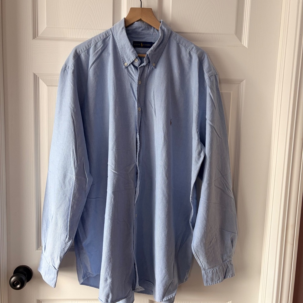 Ralph Lauren Mens 2XLT Light Blue Oxford Button Down Long Sleeve Shirt Tall